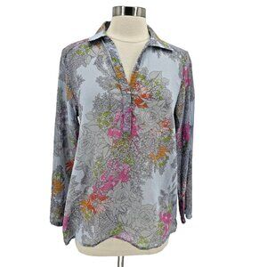 Devernois D. Sport Womens 10 Top Tunic Flower Blue Multicolor Lightweight